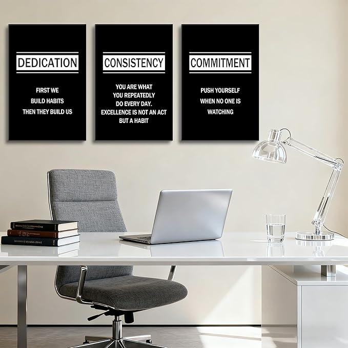 Inspirational Canvas Posters Print Wall Art 3 Pieces Motivational Success Quotes Positive Signs Picture Painting Artwork for Office Modern Home Bedroom Teens Room Stretched and Framed [48''Hx24''W]