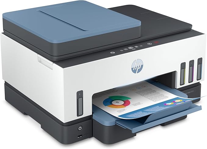 HP Smart Tank 7602 Wireless All-in-One Ink Tank Printer, Scanner, Copier with 2 Years of Ink Included, Best-for-Home Office, Cartridge-Free Refillable, AI-Enabled (28B98A)