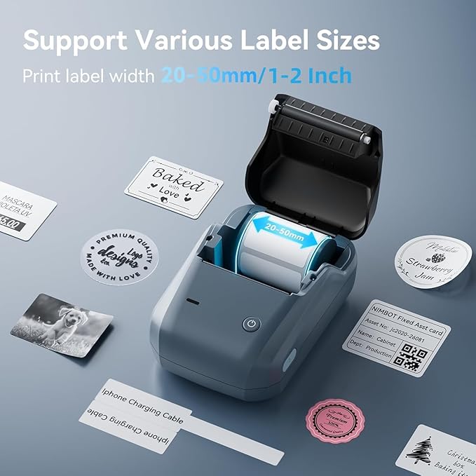 NIIMBOT B1 Label Maker with Tapes, 2 Inch Portable Thermal Label Printer for Home School Office Small Business, Address, Bakery, Crafts, Retail, Support Smartphones & PC, Dark Blue
