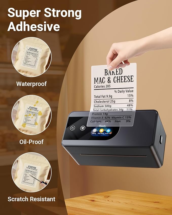 D550 Pro Bluetooth Thermal Label Printer&100Pcs Transparent Thermal Labels 4x6,Wireless Thermal Labels Printers for Small Business,Office, Home,Support Bluetooth/Ethernet/USB
