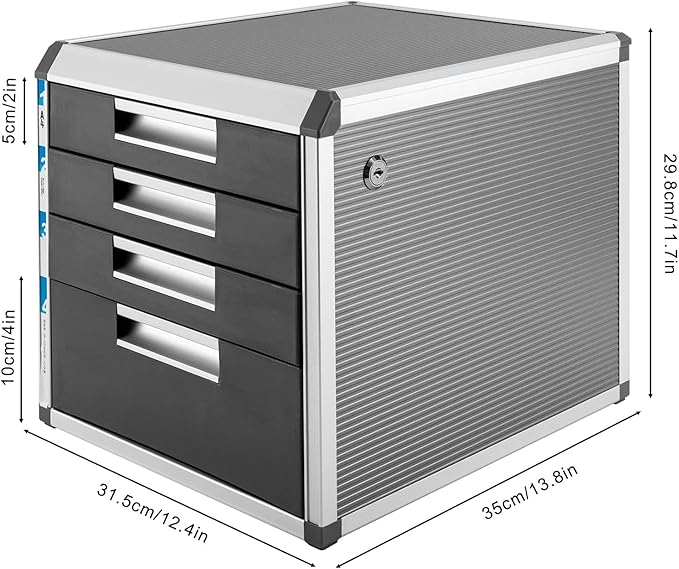 DONSU Desk Drawer Organizers,Storage File Boxes Desktop Office File Cabinet Storage Filing Cabinet w/Label Lock,Portable Home Office Filing Cabinet (4 Drawers)