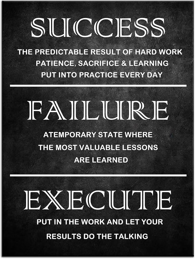 Success Quote Inspirational Wall Art Inspiring Canvas Poster Print Inspiring Motivational Picture Framed Artwork Picture for Office Workplace Living Room Wall Decoration Ready to Hang [30''W x 40''H]