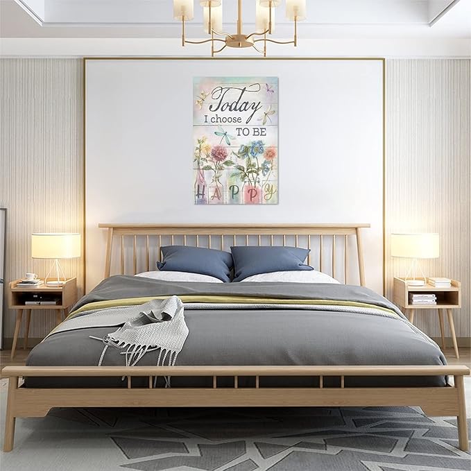 yerretin Floral Bathroom Wall Art Country Flower Dragonfly Pictures Wall Decor Rustic Canvas Print Painting Artwork Home Decorations for Bedroom Living Room Office Framed 16"x24"