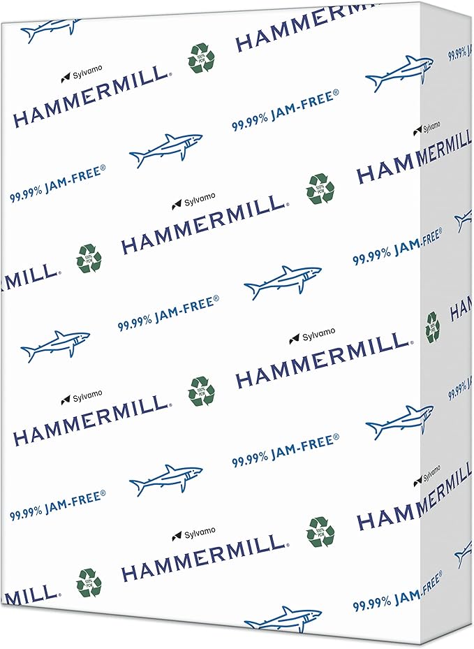 Hammermill Printer Paper, Great White 100% Recycled Paper, 8.5 x 11 - 92 Bright, Made in the USA , 500 Sheets (Pack of 10 Ream)