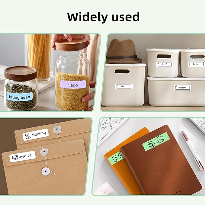 ORGSTA S001 Label Maker Machine with Tape, Portable Bluetooth Label Maker for Home and Office Organization, Thermal Label Printer Mini Label Maker with 3 Roll Continuous Label Tapes - White