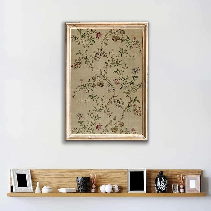 Vintage Botanical Wall Art Decor Antique Floral Canvas Wall Art Neutral Flower Prints Poster Vintage Farmhouse Pictures Painting Aesthetic Floral Artwork for Living Room Bedroom, 16"X24" Unframed