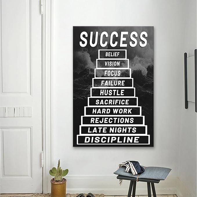 Motivational Canvas Office Decor Wall Art Entrepreneur Positive Quotes Poster Print Inspirational Success Picture Artwork for Living Room Workplace Wall Decor Stretched and Framed [24''Wx36''H]