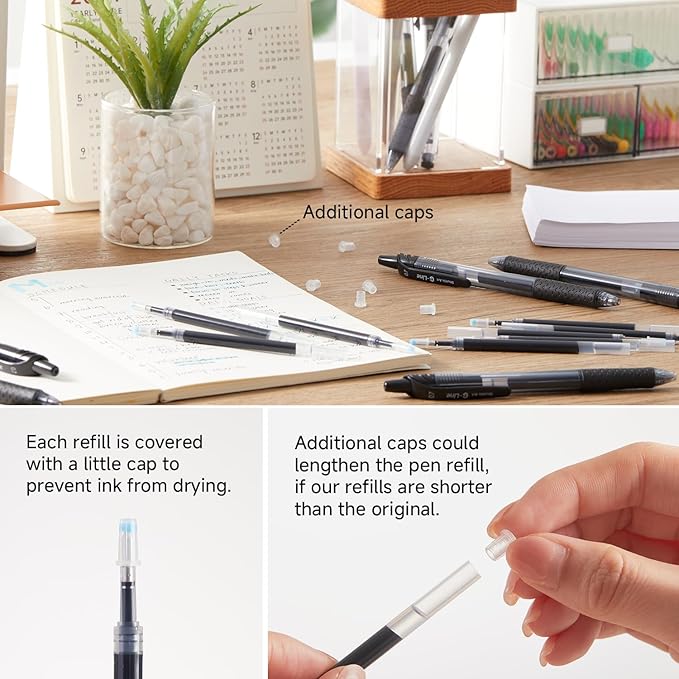 Retractable Gel Pen Refills, Shuttle Art 120 Pack Black Rollerball Gel Ink Pens Refills, Bulk Set, 0.7mm Fine Point for Writing Journaling Taking Notes School Office Home