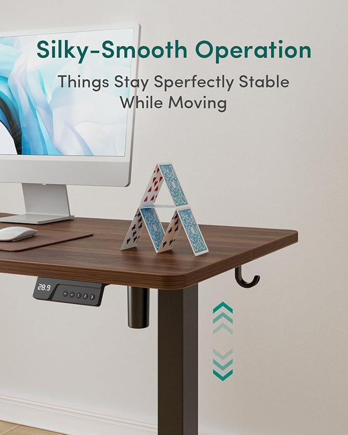 CubiCubi 63 x 28 Large Standing Desk, Height Adjustable Electric Computer Desk, 28" Deep Desktop, Sit Stand up Home Office Workstations with 4 Preset Heights, Black Walnut