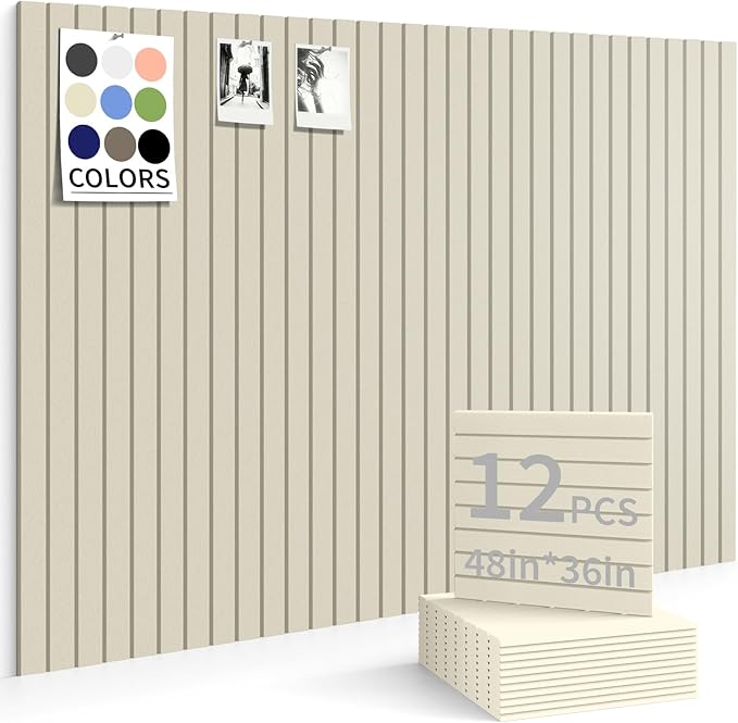 Large Bulletin Board 48"x36" Cork Boards for Walls, 12 Pack Felt Wall Panels Photo Board, Cork Board for Office Home Pin Board