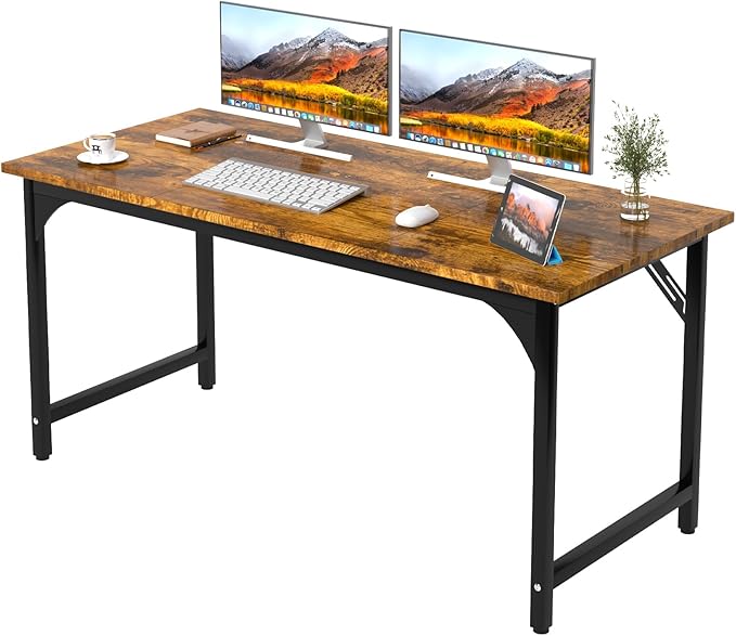 Computer Desk, 47.2" Office Desk, Extra Wide 23.62” Deep Desktop, 0.59” Thick Heavy-Duty Home Office Desks, Office Table with Steel Frame, Modern Wood PC Desk for Bedroom Study Writing Gaming Work