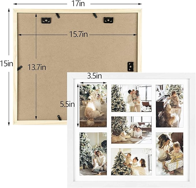 Golden State Art, Set of 10, 13.7x15.7 Matted White Wood 7-Opening for 4x6 Collage Picture Frame