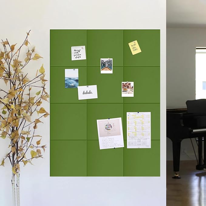 Large Bulletin Board 48"x 48" Cork Boards for Walls, 12 Pack Felt Wall Panels Photo Board, Cork Board for Office Home Pin Board