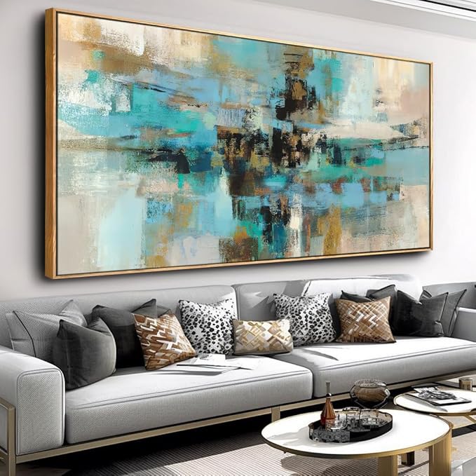 Wall Art Abstract Canvas Painting Green Fantasy Colorful Wall Decor Modern Artwork for Living Room Bedroom Dining Room Home Office Decor 20"x40" with Framed