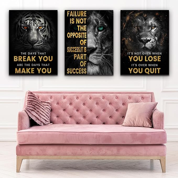 Inspirational Motivational Wall Art - Framed Posters & Canvas Wall Paintings for Living Room, Office, Bedroom - 48"W x 24"H