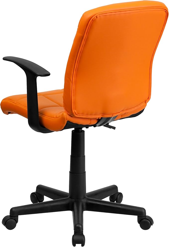 Flash Furniture Clayton Mid-Back Orange Quilted Vinyl Swivel Task Office Chair with Arms