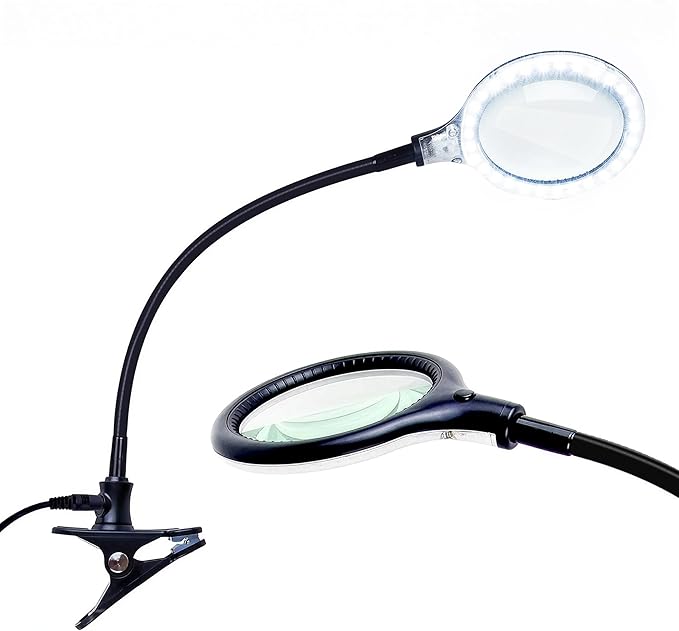 Brightech LightView Flex Magnifying Desk Lamp, 1.75X Light Magnifier, Adjustable Magnifying Glass with Light for Crafts, Reading, Close Work