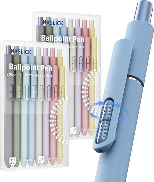 16 Pack Black Pens - 1.0mm Medium Point Ballpoint Pens | Smooth Writing Retractable Black Ink Pen for Nurses, Women, Adults, School, Office (Morandi-16pcs)