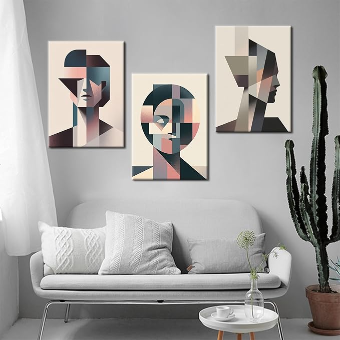 YSPCSUN Abstract Modern Minimalism Wall Artwork Geometric Stitching Combinations Picture Painting for Home Office Parlour Kitchen Wall Decor Artwork Decorative Ready to Hang [60''Wx28''H]