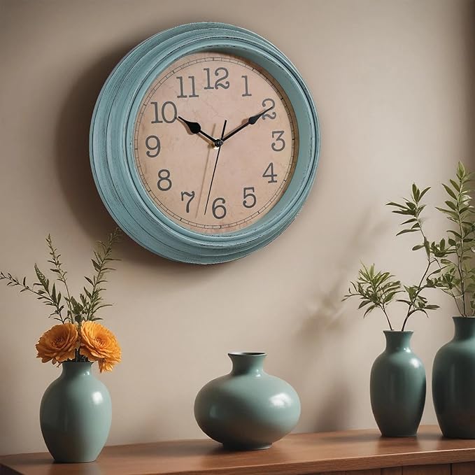 HYLANDA 12 Inch Wall Clock, Silent Non-Ticking Decorative Battery Operated Easy to Read for Kitchen Living Room, Bathroom, Bedroom, Office