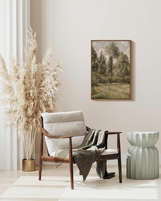 InSimSea Framed Canvas Prints Art Vintage Decor, Bushes Poplars Nature Landscape Paintings, Large Prints, Farmhouse Decor, Classical Wall Decorations for Bedroom Living Room Bathroom, 20"x30"
