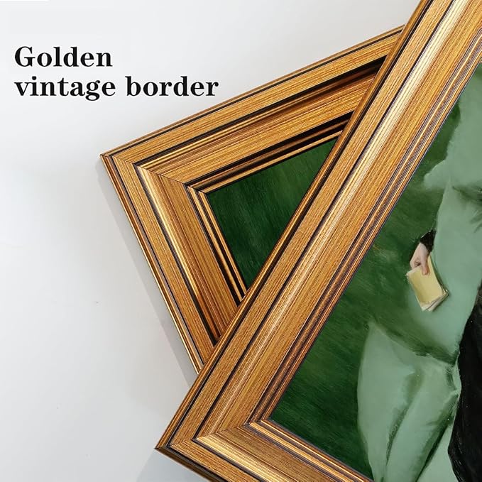 Gold Framed Wall Art Vintage Canvas Wall Art Decadent Young Woman After the Dance Artwork Prints Picture for Living Room Bedroom Farmhouse Bathroom Office Decor, 16x24