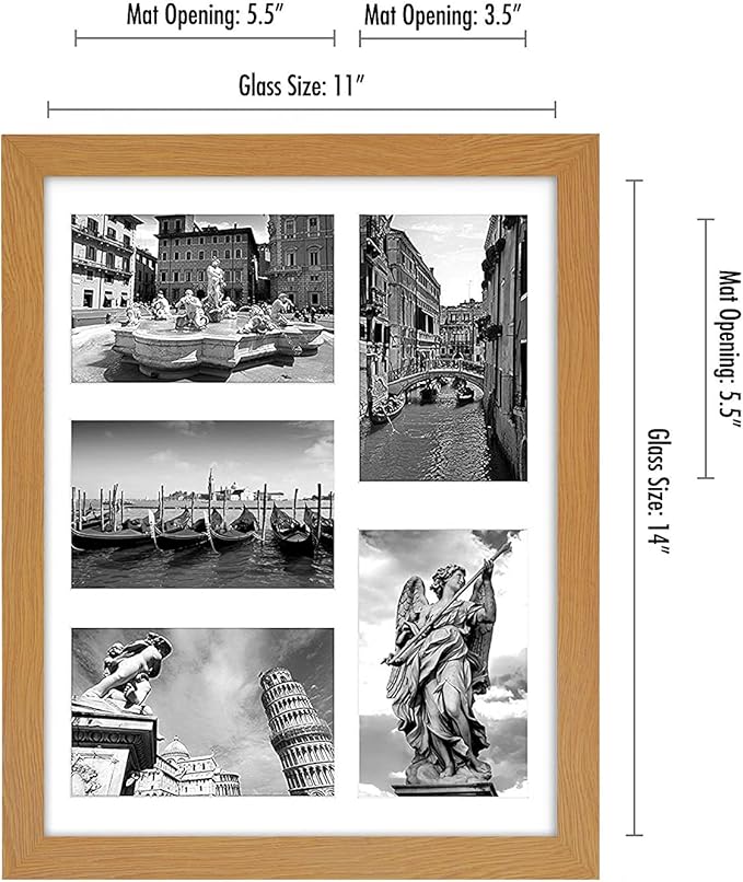 Americanflat 4x6 Collage Picture Frame with Shatter-Resistant Glass - Fits Five 4x6 Photos or Use as One 11x14 Picture Frame - Signature Collection - Collage Frames for Wall Display - Dark Oak