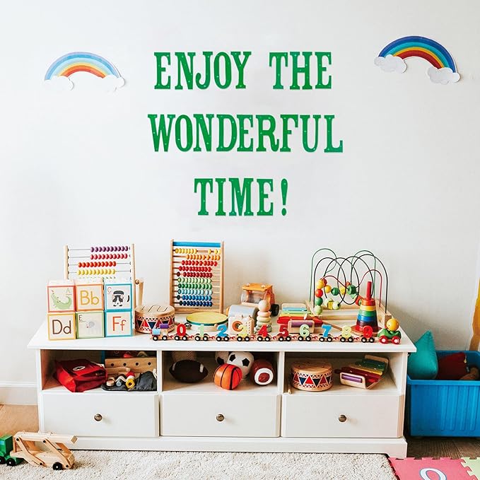 Glitter Bulletin Board Letters 155 Pieces 4 Inch Letter Stickers for Poster Board Stick on Letters for Bulletin Board Display Home School Classroom Decor(Green)