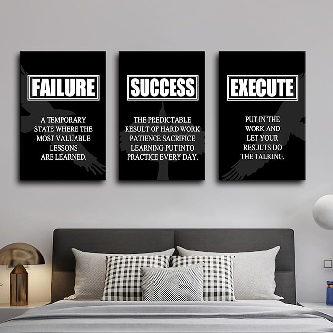 Inspirational Canvas Wall Art Motivational Entrepreneur Quotes Picture Painting Positive Affirmations Framed Print Poster for Living Room Office Bedroom Gym Wall Decor Ready to Hang [48''Hx24''W]