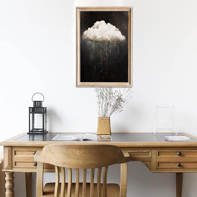 Modern Abstract Canvas Prints Wall Art Vintage Rain Cloud Oil Painting Wall Art White Clouds in The Sky Nature Abstract Minimalist Home Artwork Decoration for Bedroom, Bathroom, Farmhous, Unframed