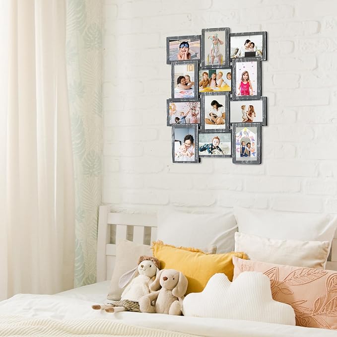 HELLO LAURA - 4x6 Picture Frame Collage for 12 Opening Photos in 4x6 inch Classic Pictures Frames Gallery Display 23" x 18" Wall Hanging Photo Collage Frame | Camouflage Like Edge