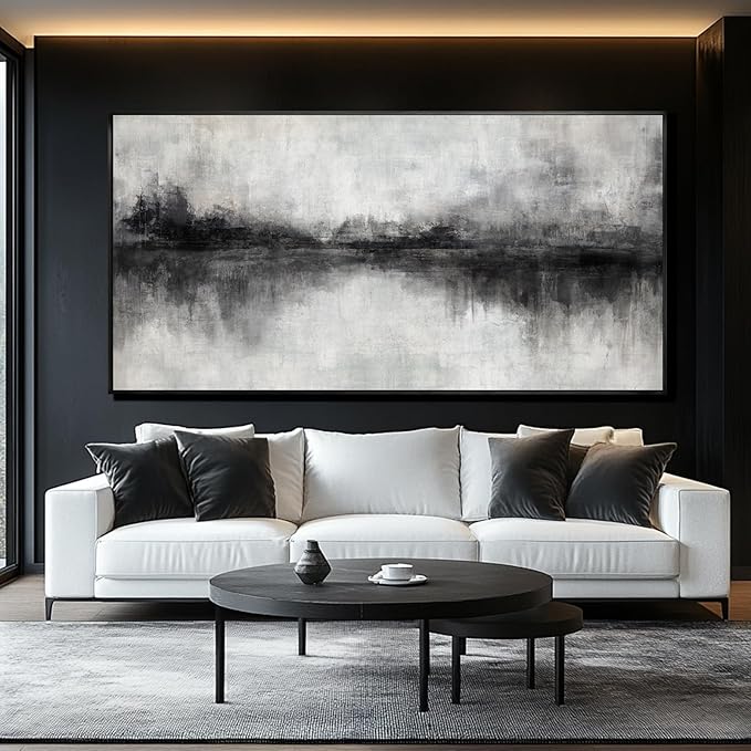 Large Abstract Canvas Wall Art Black and Grey Art Pictures for Wall Decor 29"x58" Artwork Decoration for Living Room Framed Neutral Wall Prints Kitchen