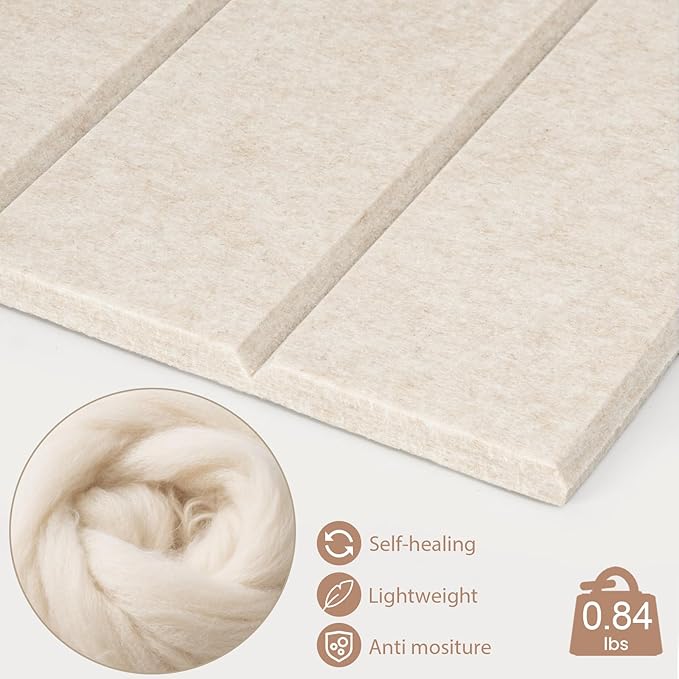 Bulletin Board, 36 x 24 inches Felt Board Decorative Pin Board, 3' x 2' Cork Board Alternative for Wall, Foldable Photo Board with 20 Pushpins - Oatmeal Stripes