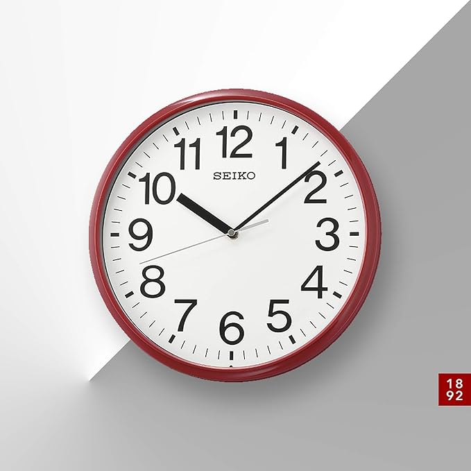 SEIKO QXA756RLH Office Wall Clock, Red, 12 Inch