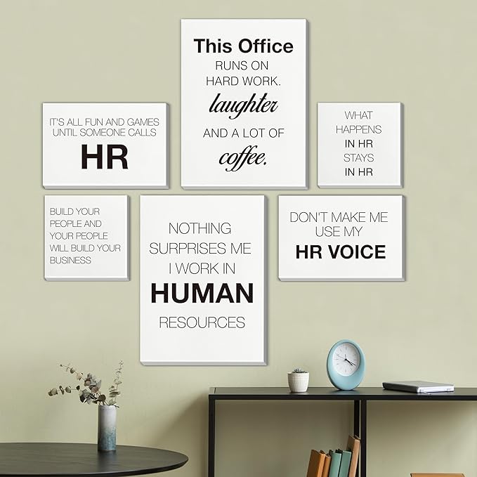 HR Office Decor Human Resources Office Artwork Wall Decor Modern Human Resource Posters Set of 6 Framed Canvas, Funny HR Gifts