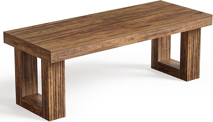 LITTLE TREE 86.6 Inches Extra Long Computer Desk, Industrial Two Person Desk, Wooden Double Desk, Simple Study Writing Table for 2 People, Large Business Workstation for Home Office, Rustic Brown