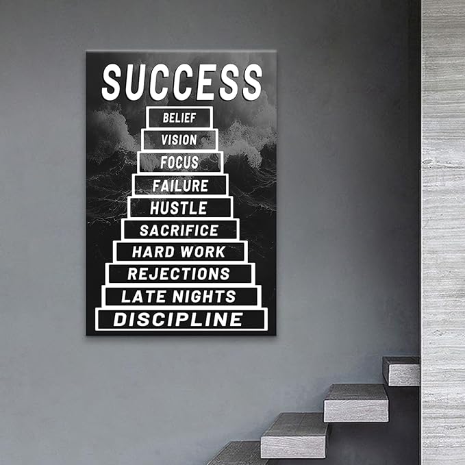 Motivational Canvas Office Decor Wall Art Entrepreneur Positive Quotes Poster Print Inspirational Success Picture Artwork for Living Room Workplace Wall Decor Stretched and Framed [24''Wx36''H]