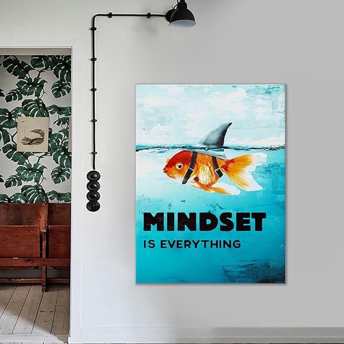 Canvas Mindset is Everything Motivational Wall Art Inspirational Entrepreneur Quotes Poster Print Artwork Painting Picture for Home Living Room Bedroom Classroom Decor Ready to Hang [30''W x 40''H]