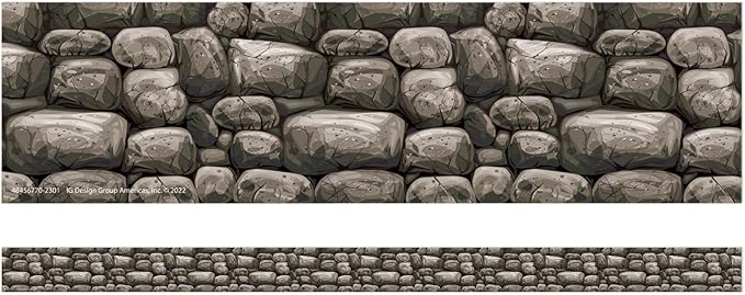 Eureka Curiosity Garden Stone Wall Decorative Classroom and Bulletin Board Trim for Teachers, 2.25" Wide, 12 Strips for 37 Total Feet