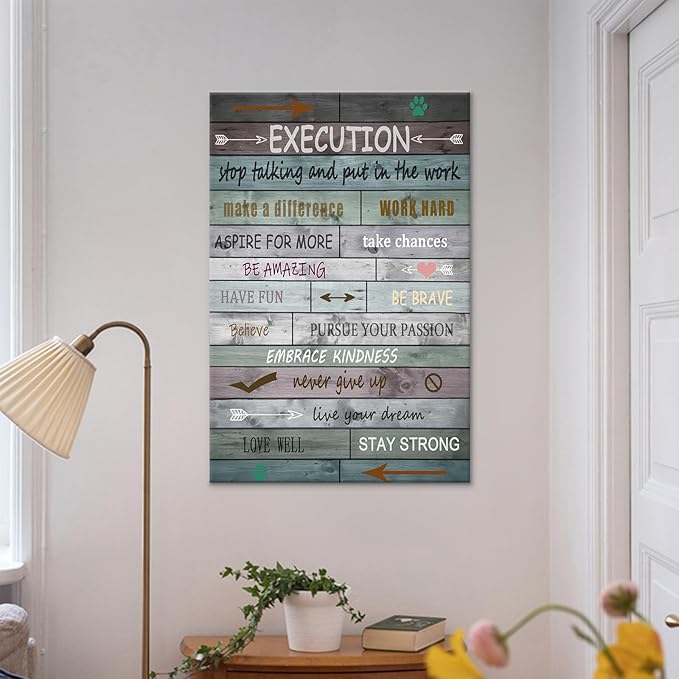 Inspirational Canvas Poster Print Wall Art Office Decor Motivational Quotes Picture Painting Artwork for Modern Home Living Room Classroom Workplace Wall Decoration Stretched and Framed [24''Wx36''H]