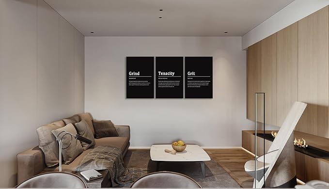 Motivational Canvas Wall Art Inspirational Office Painting Tenacity Noun Grit Noun Positive Quotes Picture Framed Grind Verb Posters Prints for Office Home Living Room Wall Decor[72''Wx 36''H]