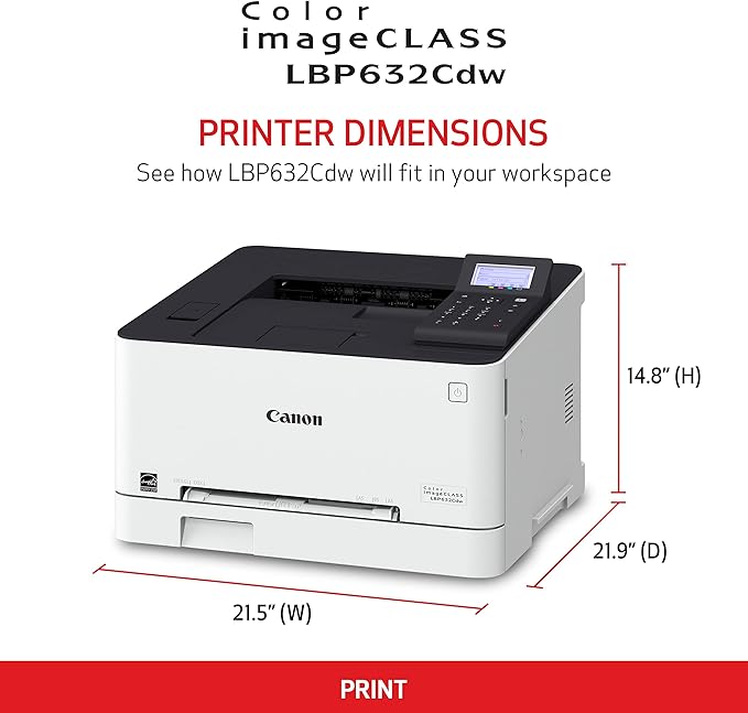 Canon imageCLASS LBP632Cdw - Wireless Duplex Color Laser Printer, Single Function, Home Office, Mobile Ready, 22 PPM Color, White