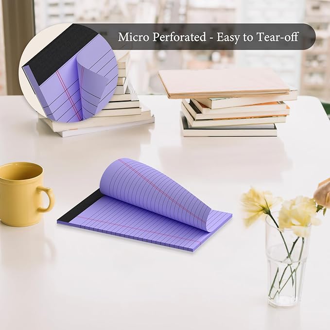 6 Pack Note Pads 5 x 8 Inch Colored Small Legal Pads 5 x 8 Notepad Perforated Writing Pads Lined Paper Pads of Paper College Ruled Paper 30 Sheets Notebook To Do List for School, Office, Home