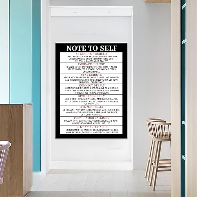 PSYYSP Motivational Wall Decor on Canvas for Classroom Print Poster Note To Self Inspirational Wall Art Prints for Home Living Room Gym Office Decoration Artwork Ready to Hang [30''Wx 40''H]