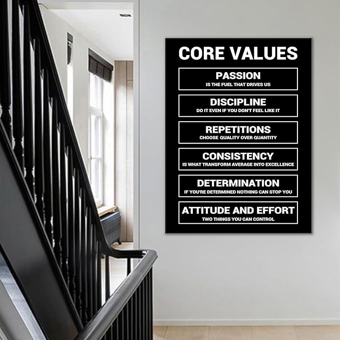 Core Values Inspirational Canvas Poster Painting Wall Art Motivational Entrepreneur Quotes Picture Print Wall Decor Artwork for Living Room School Office Gym Stretched and Framed [30''Wx 40''H]