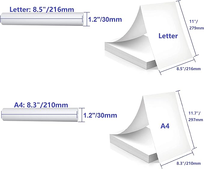 IOOIOO rolled thermal printer paper 8.5 x 11 (Letter, 5 rolls, 3 years)