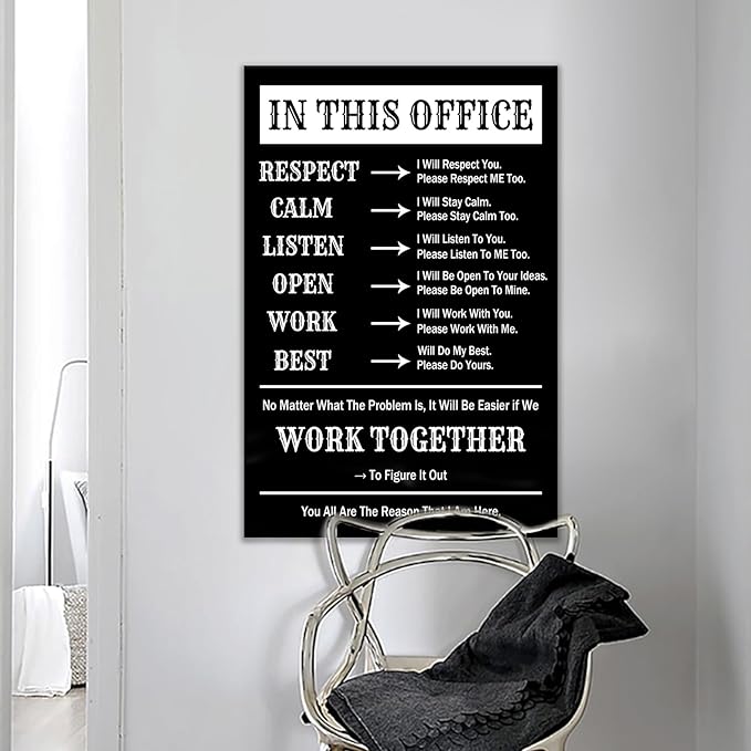 Inspirational Canvas Wall Art Office Decor for Men Picture Print Motivational Positive Quotes Teamwork Theme Painting Posters Artwork for Modern Home Office Decoration Ready to Hang [24''Wx36''H]