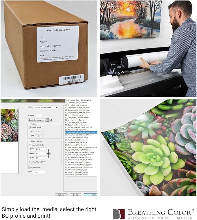 Photo Peel Glossy Printable Adhesive Vinyl Roll 44 inches x 60 feet Inkjet Peel and Stick Sticker Paper Works with All Inkjet Printers Including Professional Makes and Models