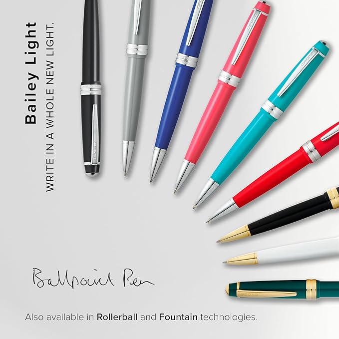 Cross Bailey Light Polished White Resin and Gold Tone Ballpoint Pen - Professional Pen for Effortless Writing - Journaling, Note-Taking & More - Black Ink - Easy Handling - Includes Gift Box