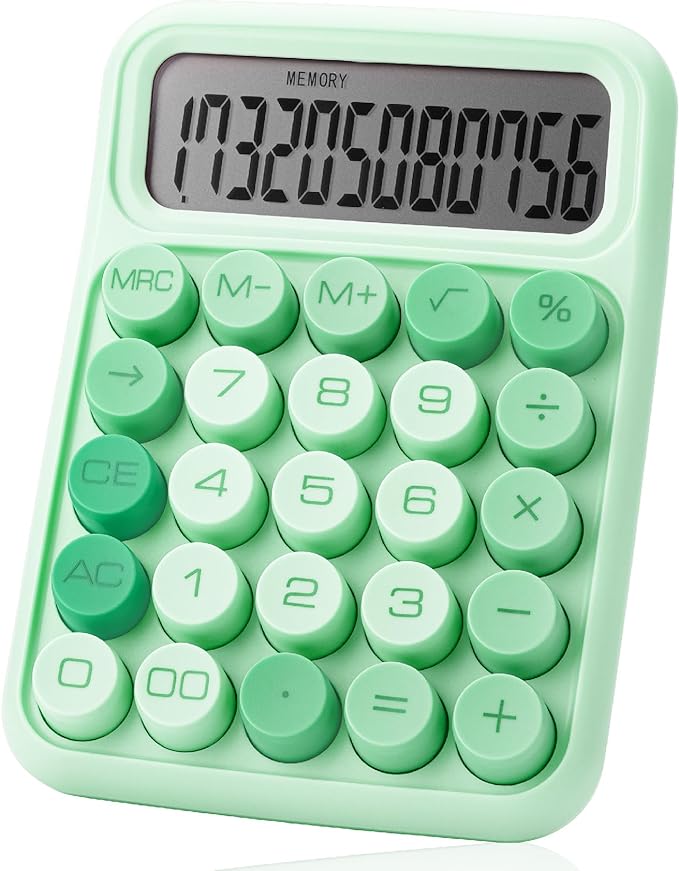 Mr. Pen- Mechanical Switch Calculator, 12 Digits, Large LCD Display, Green Calculator Big Buttons